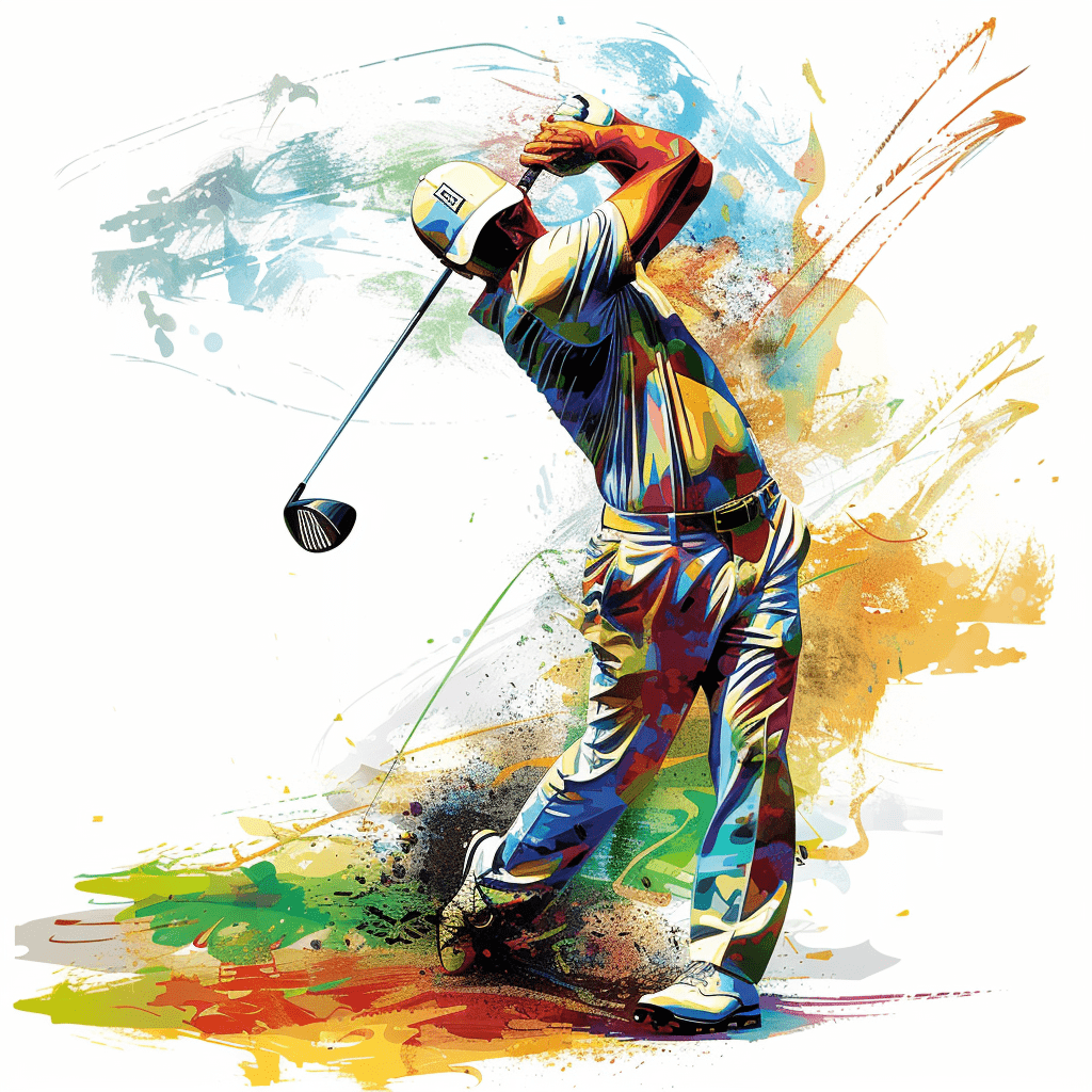 Golf Swing Tips for Beginners - golfer swinging painting